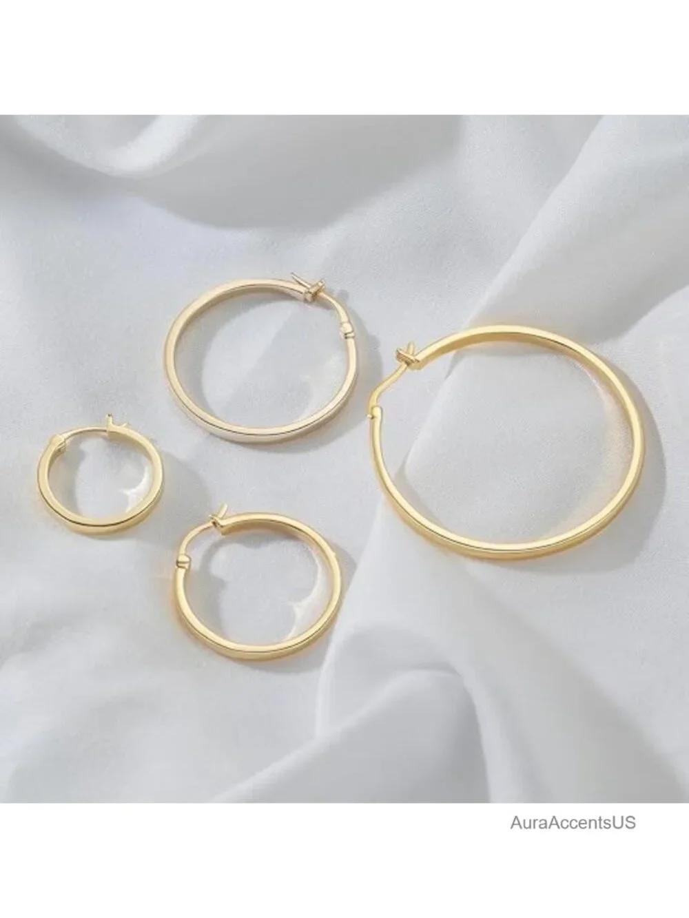 14K Gold Plated Hoop Earrings for Women Dainty Sleek Chic Style